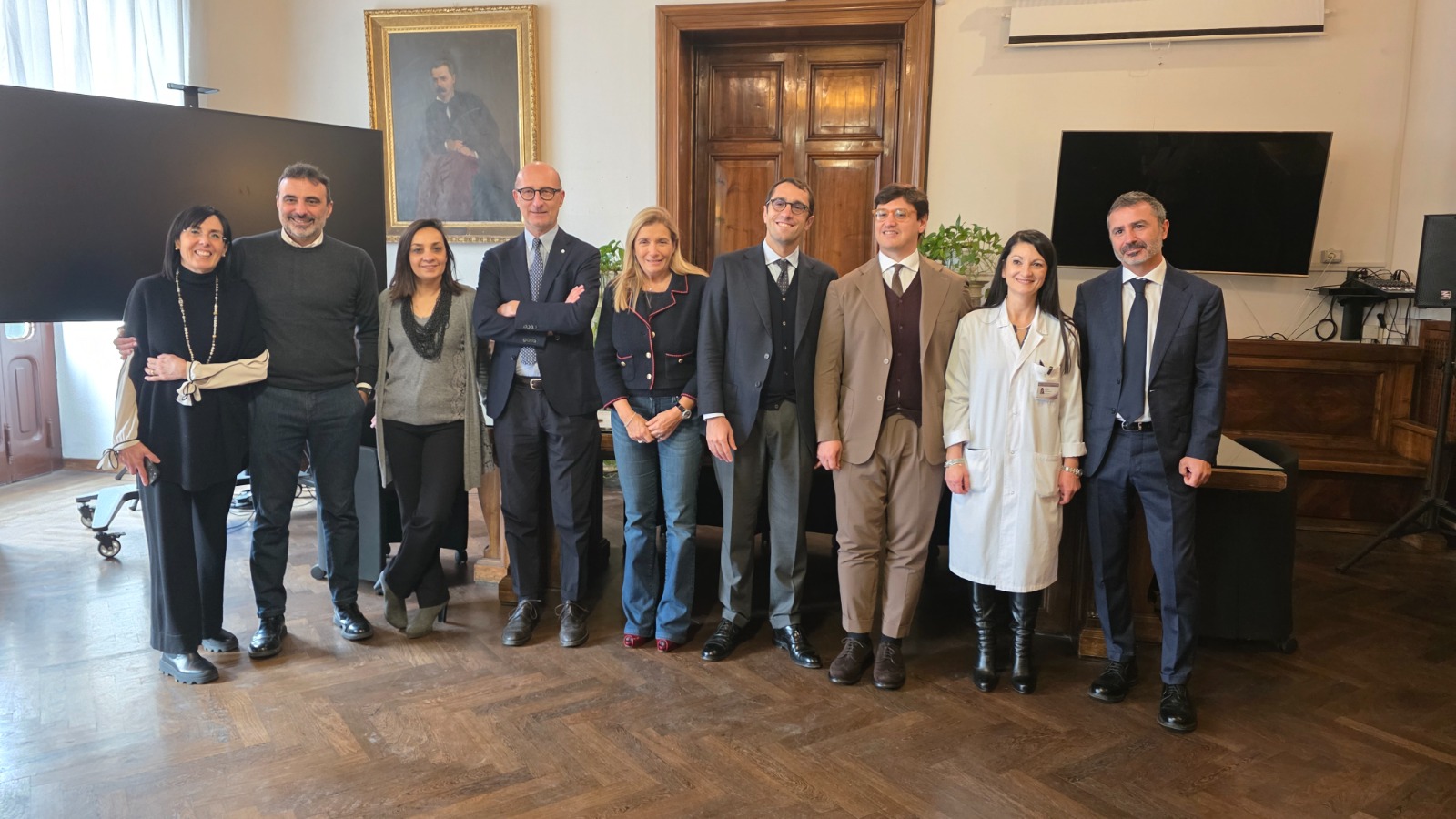 Foto di gruppo della Nazionale Italiana Sanitari al Policlinico Umberto I